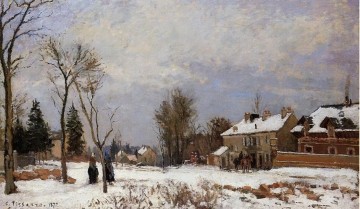  Versailles Oil Painting - the road from versailles to saint germain louveciennes snow effect 1872 Camille Pissarro